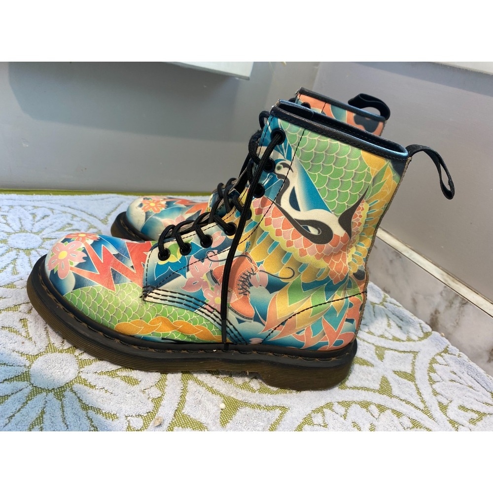 Doc Martens Psycho Tattoo 1460 Leather Boots Women's US 7 & UK 5 Rare Few Scuffs - Picture 2 of 16